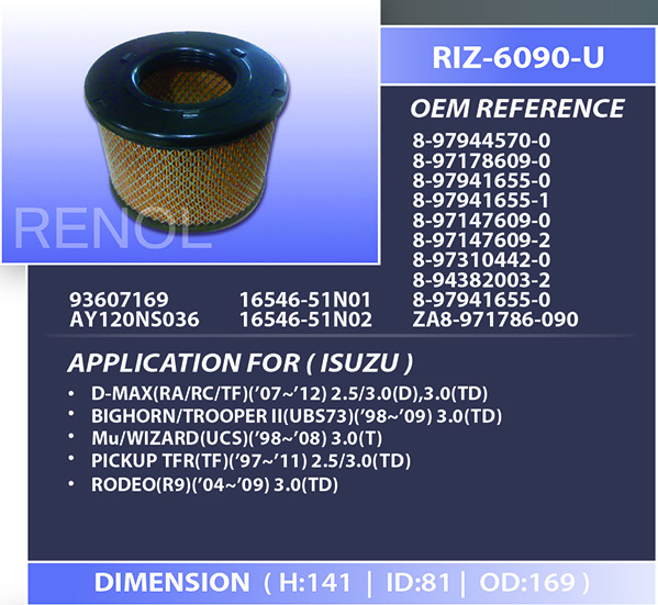 AIR ISUZU=RIZ-6090-U 8-97944570-0 8-97178609-0 8-97941655-0